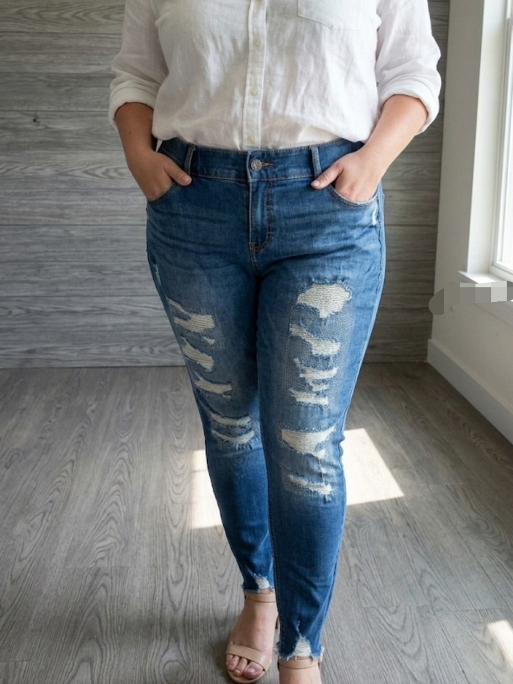 Torrid Bombshell Skinny Jeans - Size 12R - Weared Blue with Stretch